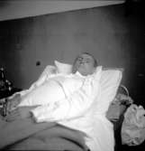 Sängliggande patient på Beredskapssjukhuset.