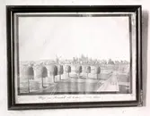 Kalmar Gamla staden och Slottet.
Kalmar slott och Gamla stad. Original i akvarell i Kalmar Museum. Underskrift: Utsigt från Marialund vid Calmar åt södra sidan. Därunder på en påklistrad lapp: Utsigt från Rostad wid Calmar åt Södra sidan. - Signatur i högra nedre hörnet M? Bärgman. I motsatta hörnet årtalet 18/08 03?/. Plåt  Kalmar Museum foto Manne Hofrén 1932 Gåva av tapetmålare H. Åkerlund.