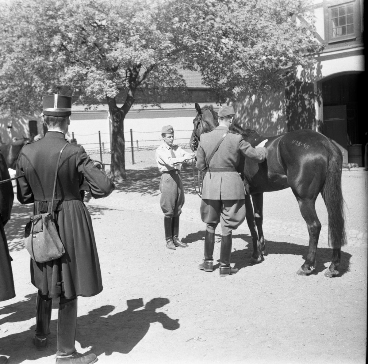 Bo Sallmander, En officerare med sin häst. Värnplikt vid Norrlands dragonregemente K4, Umeå, 1955-1956.