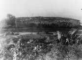 Järnvägsolyckan i Getå den 1 oktober 1918.  Postvagnen, som
gick närmast loket, förstördes fullständigt.