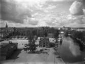 Utsikt över Örebro hamn från Silohusets tak.