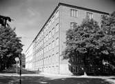 Östlind o Almquists piano- och orgelfabrik i kvarteret Orgeln. Östra Esplanaden uppåt och Fabriksgatan till höger. Bilden tagen 1938.