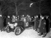 Vinterrally i regi av Kungliga automobilklubben på en bild från slutet av 1920-talet.