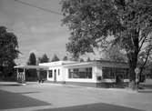 Texacos bensinstation på nuvarande  bibliotekstomten på en bild tagen 1939.