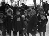 De finländska krigsbarnen skickades från Finland till Sverige under andra världskriget. Under vinterkriget 1939-40 och fortsättningskriget 1941-44 reste 72 000 barn från Finland till Sverige. Denna bild togs i Karlstad 1941.