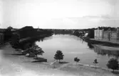 Vy över älven västerut ca år 1910.