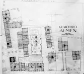 Plan för ombyggnad av kvarteret Almen skapad av värmlandsbördige arkitekten Ernst Spolén år 1939.