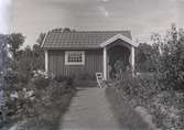 En stuga vid Kalmar södra koloniområde, fotograferad omkring 1930. Kalmar södra koloniförening grundades 1917 och har idag 105 kolonilotter. Området ligger strax söder om länssjukhuset i Kalmar med huvudingång från Stensbergsvägen.
