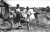 Tre pojkar vid fiskeläget Kuggörarna.

