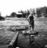 Lenninge. Flottning i Voxna älv.