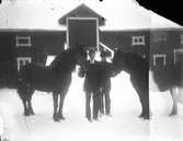 Två män med hästar.