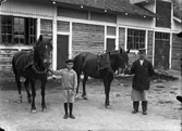 Man och pojke med hästar, plats okänd.