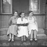 Tre kvinnor på trappan
