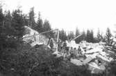 Stenbrott på Voxsätter 4:30, strax sydväst om Prästängestjärn. Stenarna användes vid brobygget över Voxna älv, klar 1917. Foto 1916.
