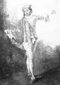 Målning av en man som är rokokoklädd och barfota




