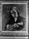 Konstnär Eva Bagge. Tavla - Flicka med mandolin.
