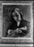 Konstnär Eva Bagge. Tavla - Flicka med mandolin.
