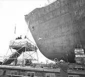 Den 19 februari 1965. Gävle Varv. Sjösättning av båten M/S Tauna.





