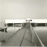 Kallbadhuset med hantverkare och badande.