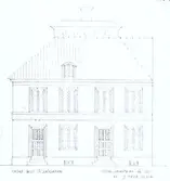 Skiss av Borgmästaren 5, Östra Sjögatan. Lilla Torget.