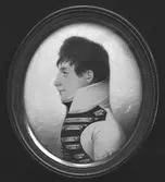 Baron De Geer. Namnet F. Gillberg 1809 står på tavlan. Kopia
