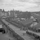 Första majdemonstration vid Fisktorget/Hamntorget. Den 1 maj 1936. Reportage för Arbetarbladet