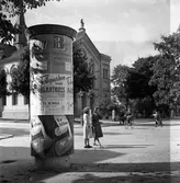 Svenska Pressbyrån, annonspelare vid Betlehemskyrkan. September 1945.