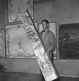 Museet, allmogeutställning öppnas. 16 juli 1953.
Allmogemåleri från länet.
