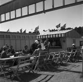 Jordgubbsförsäljning på Gävleutställningen sommaren 1946 vid Travbanan

