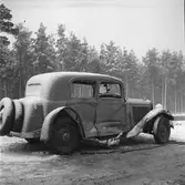 Bussolyckan vid grusgropen i Gävle, april 1939, med en 1933 Mercedes.