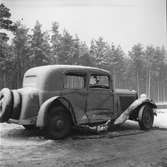 Bussolyckan vid grusgropen i Gävle, april 1939, med en 1933 Mercedes.