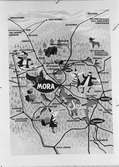 Esselte. Karta över platser runt Siljan. Augusti 1954.
