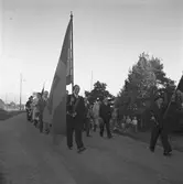 Arbetartåget.  Första maj-demonstration 1948. Arbetarbladet.