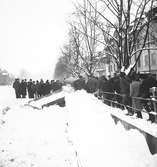 Februari 1938. Snökörningsbil i Gavleån. Reportage för Gefle Dagblad