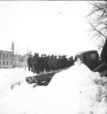 Februari 1938. Snökörningsbil i Gavleån. Reportage för Gefle Dagblad