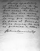 Intyg med Gabriela Mietral namnteckning. Ahlgrens Tekniska Fabrik, 19 januari 1946.