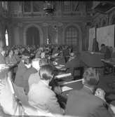 Civilförsvarsrepetition general Tottie talar på stadshuset. Våren 1949.