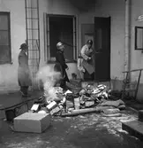 Nordströms Fruktaffär. Eldsvåda i lagret. 7 februari 1950.