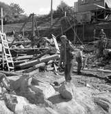 Dammbron i Stadsträdgården under arbete. 1946.