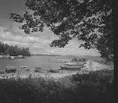 Roddbåtar med fabriken i bakgrunden. Korsnäs AB
