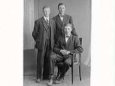 Tre män varav två står och en sitter. Karl Anders Edvardsson, stående till höger, beställde bilden.