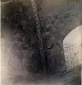 Dalhems kyrka innan 1874. Renässansmålningar i kryssvalven.