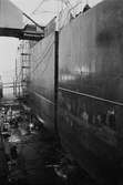 Ekensbergs varv 1970; Transatlantics lastfartyg SCANDIC förlängs i stora dockan.