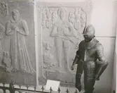 Till höger ryttmästare Peder Borrans till Hasselby gravhäll,, död 1611.