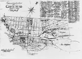 Grundritning över Gävle stad, författad år 1792 av Lars Georg Kierrulf.
