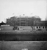 Taklagsfest vid Gävle Museum (nuv Länsmuseet Gävleborg) under byggnadsskedet 1938-40.