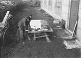 Arbetare vid museibygget.

Bild tagen i samband med arbetet att uppföra Gävle Museum åren 1938-40.