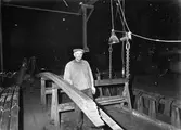 Karl Gustav Olsson i mediumverket, där han arbetade som synare. Foto den 4 december 1953.