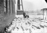 Ämnesupplaget i verket. Gamla systemet utan skyltar. Fotograferat av ingenjör Norbeck, tidsstudieavdelningen i Forsbacka, den 25 januari 1945.
