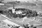 Flygfoto över Hanebo kyrka, Hälsingland

